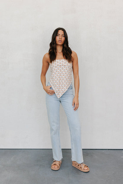 Sono Top - Beige/Sky Check