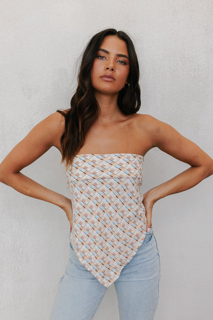 Sono Top - Beige/Sky Check