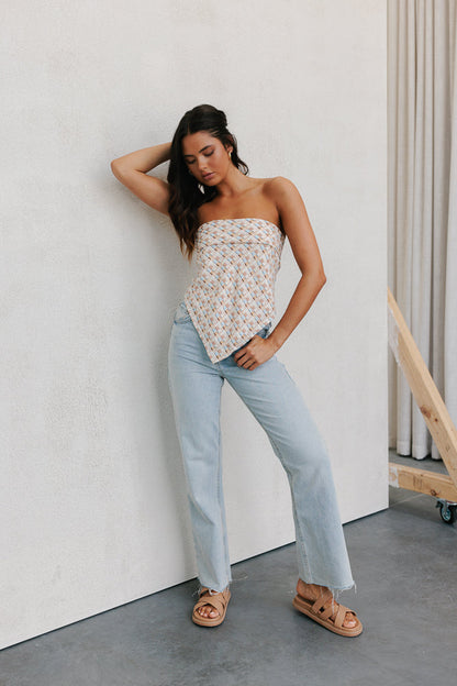 Sono Top - Beige/Sky Check