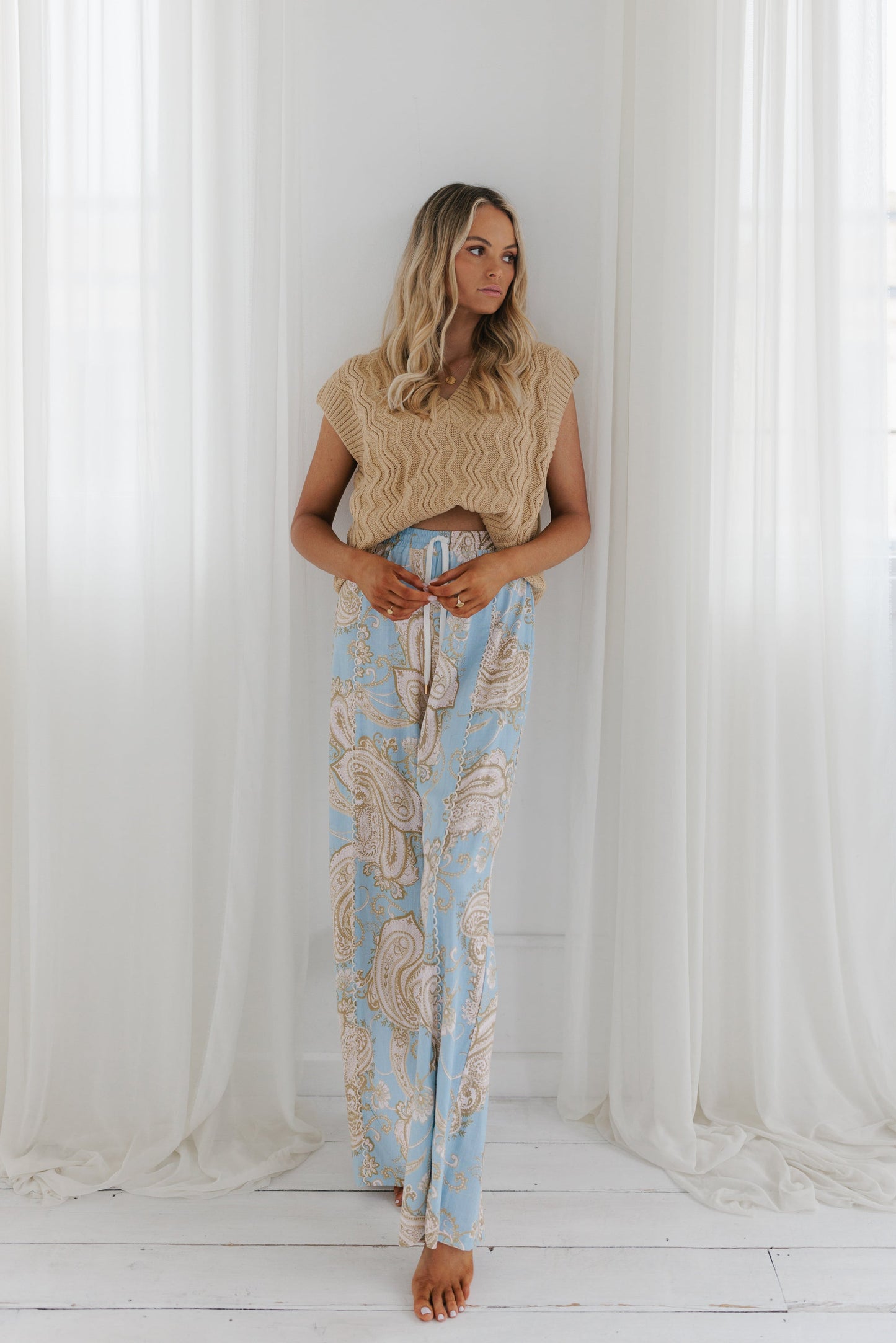 Citta Pants - Sky Blue Paisley Print