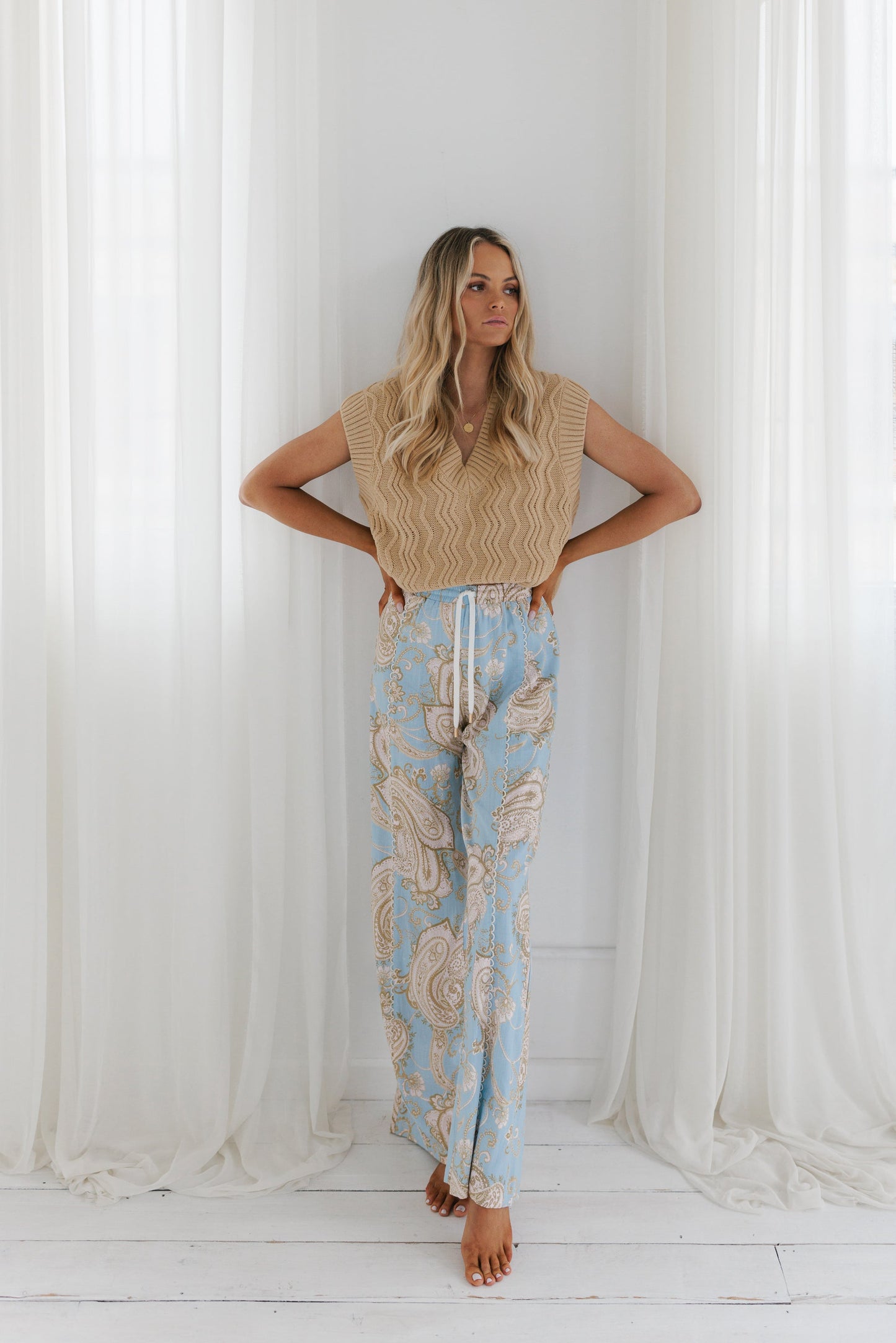 Citta Pants - Sky Blue Paisley Print