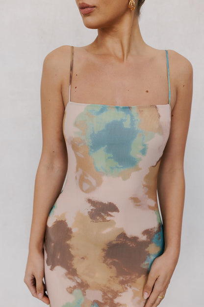 Otto Midi Dress - Beige/Teal Mist Mesh