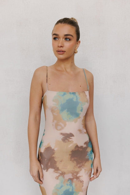 Otto Midi Dress - Beige/Teal Mist Mesh