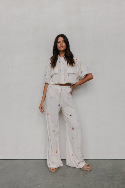 Citta Pants - Seashell Print/Watercolour Stripe