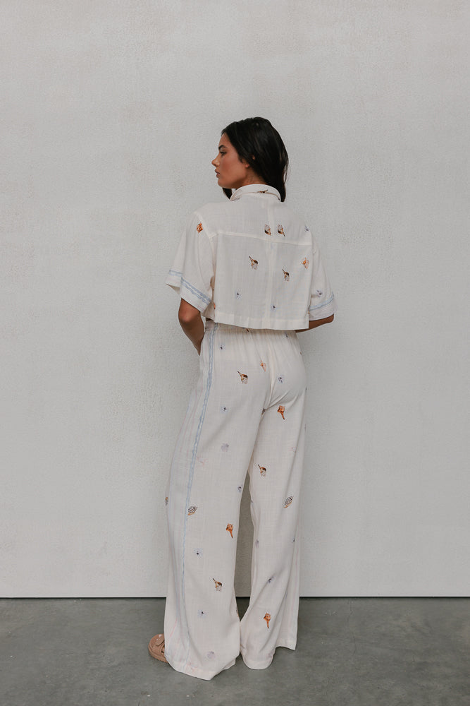 Citta Pants - Seashell Print/Watercolour Stripe