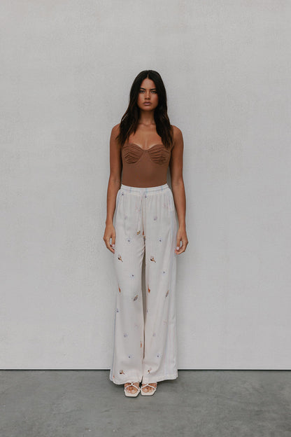 Citta Pants - Seashell Print/Watercolour Stripe