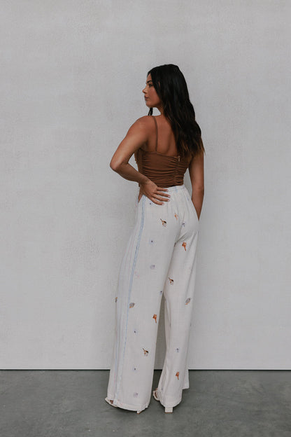 Citta Pants - Seashell Print/Watercolour Stripe