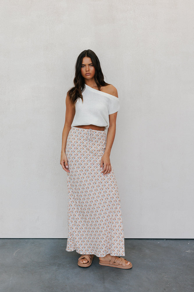 Tulsi Skirt - Beige/Sky Check