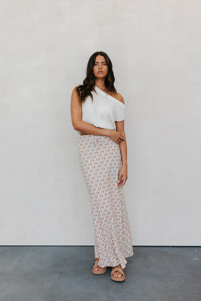 Tulsi Skirt - Beige/Sky Check