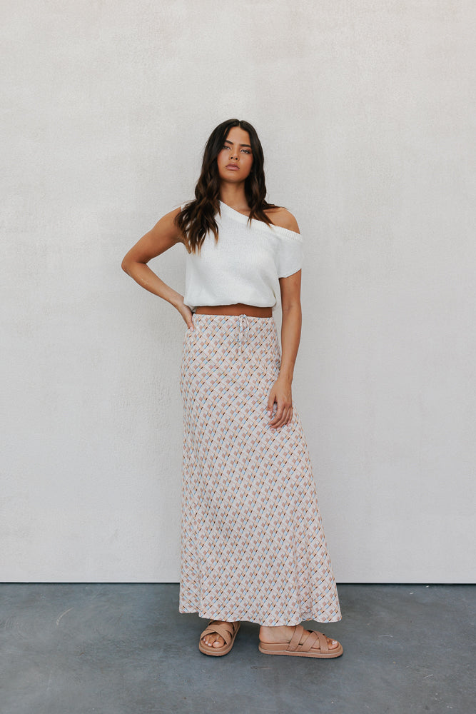Tulsi Skirt - Beige/Sky Check