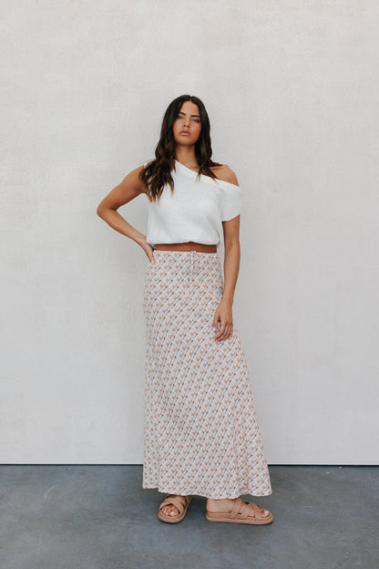 Tulsi Skirt - Beige/Sky Check