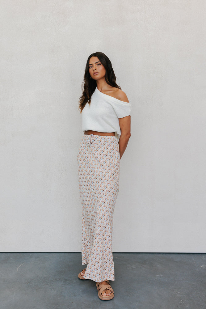 Tulsi Skirt - Beige/Sky Check