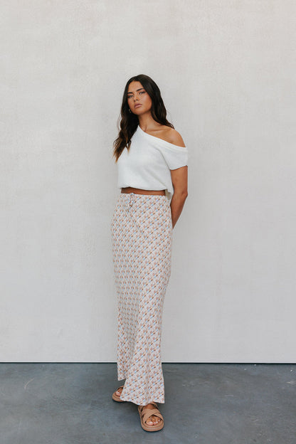 Tulsi Skirt - Beige/Sky Check