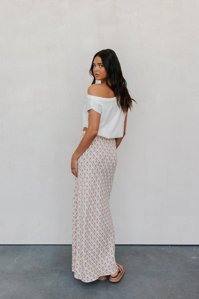 Tulsi Skirt - Beige/Sky Check