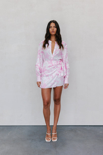 Chicago Billowed Shirt - Pink Floral Print