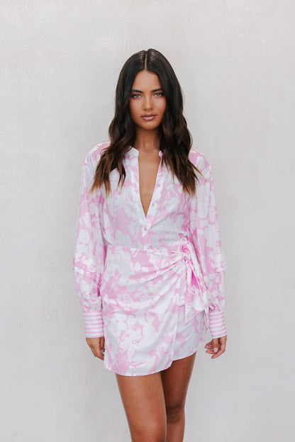 Chicago Billowed Shirt - Pink Floral Print