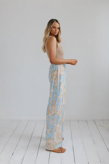 Citta Pants - Sky Blue Paisley Print