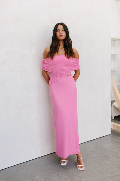 Fiora Maxi Dress - Pink Mesh
