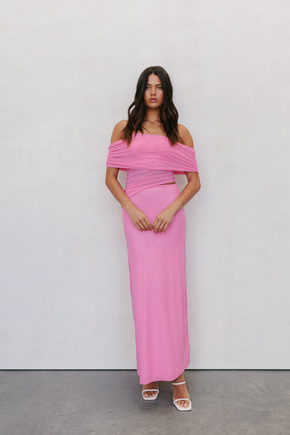 Fiora Maxi Dress - Pink Mesh