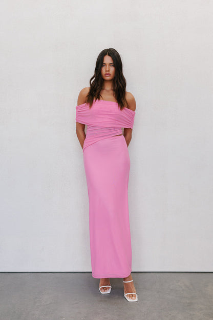 Fiora Maxi Dress - Pink Mesh