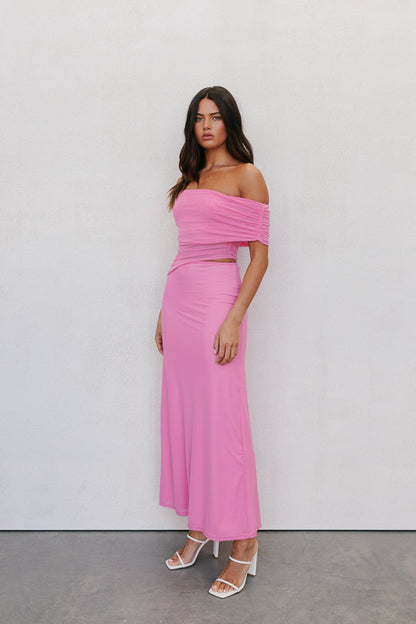Fiora Maxi Dress - Pink Mesh