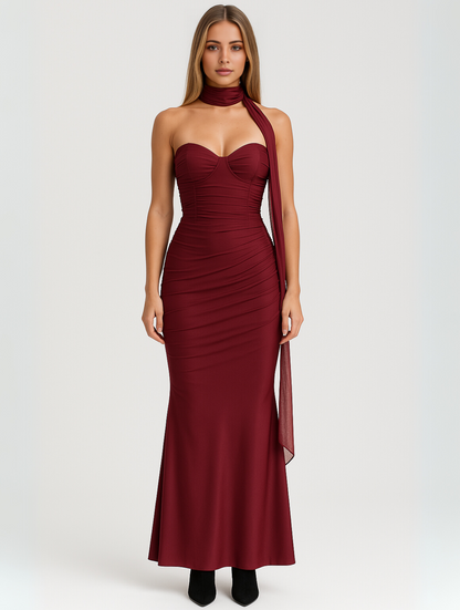 Elegant Strapless Choker Dress