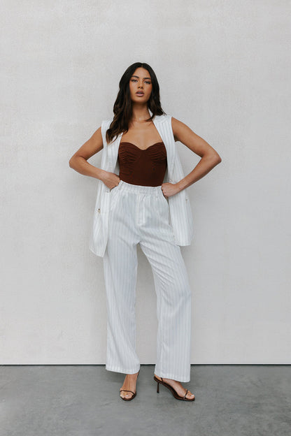 Cerlah Tailored Pants - White Pinstripe