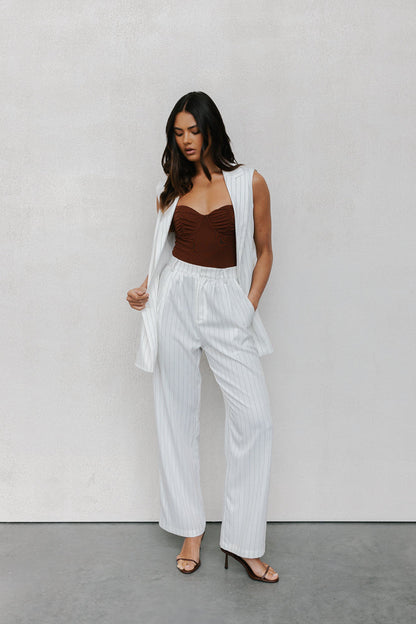 Cerlah Tailored Pants - White Pinstripe