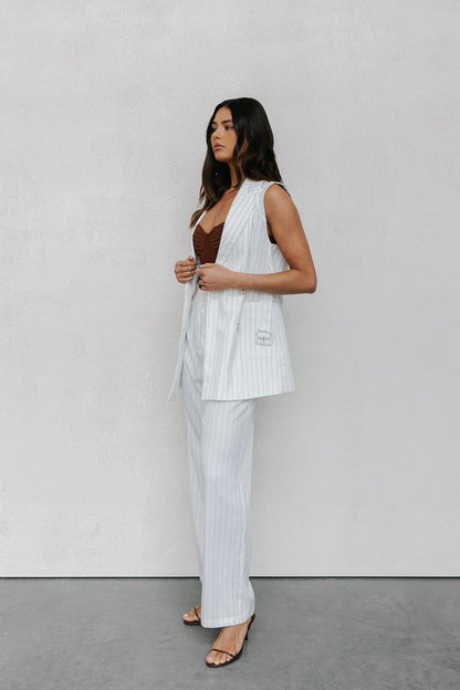 Cerlah Tailored Pants - White Pinstripe