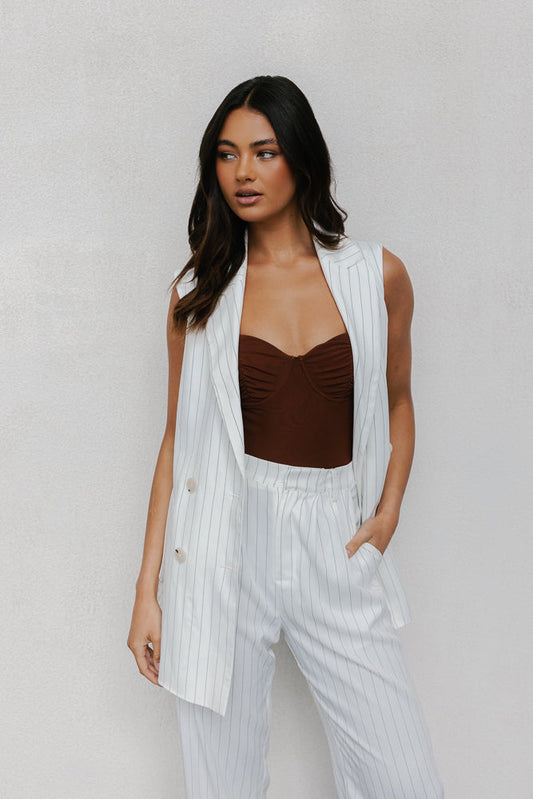 Cerlah Tailored Pants - White Pinstripe