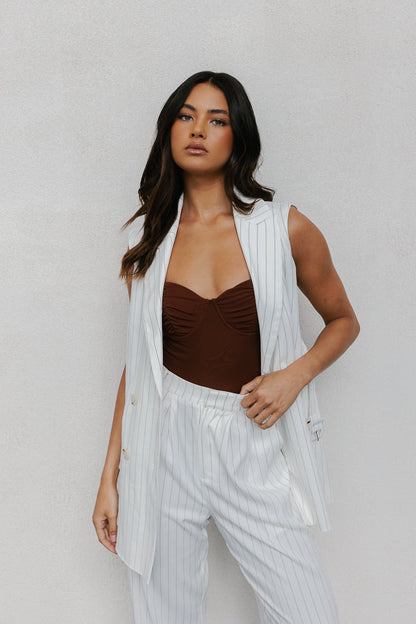 Cerlah Tailored Pants - White Pinstripe