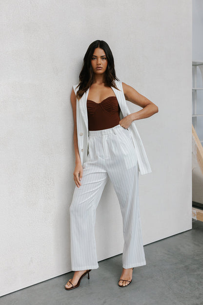 Cerlah Tailored Pants - White Pinstripe