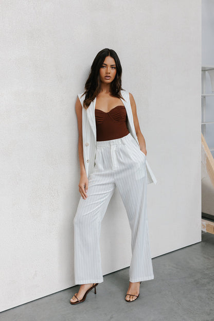 Cerlah Tailored Pants - White Pinstripe