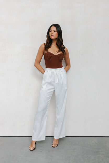 Cerlah Tailored Pants - White Pinstripe
