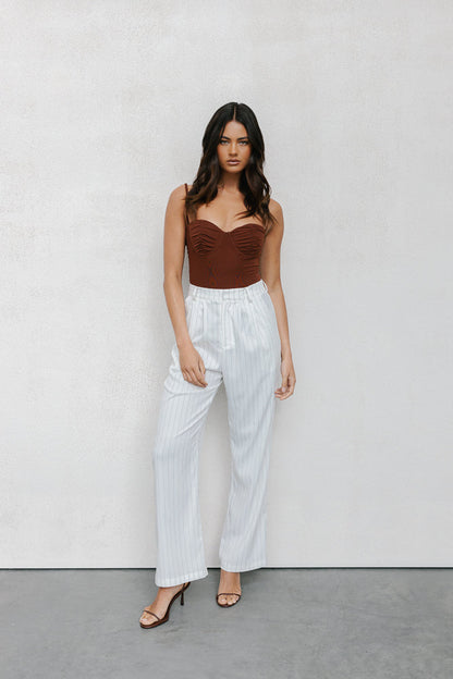 Cerlah Tailored Pants - White Pinstripe