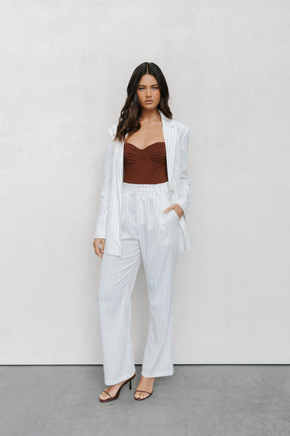 Cerlah Tailored Pants - White Pinstripe