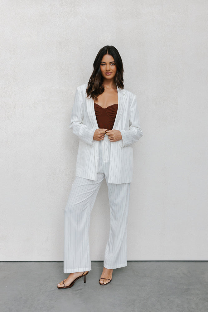 Cerlah Tailored Pants - White Pinstripe