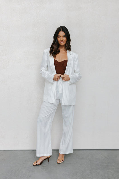 Cerlah Tailored Pants - White Pinstripe