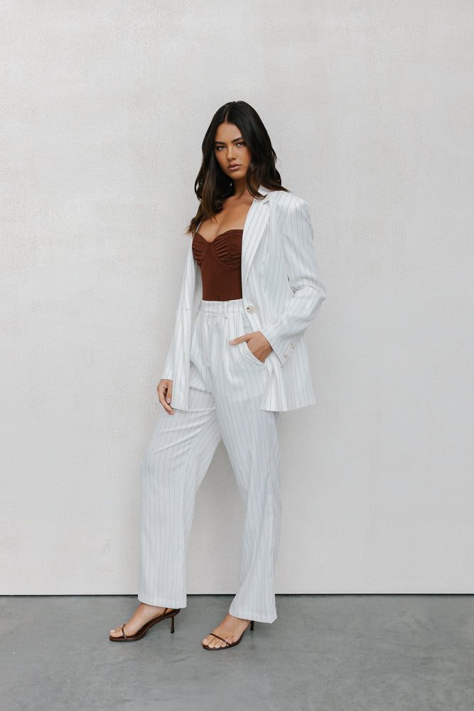 Cerlah Tailored Pants - White Pinstripe