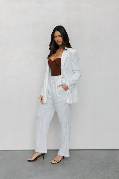 Cerlah Tailored Pants - White Pinstripe