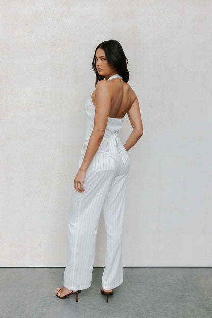 Marnie Halter Vest - White Pinstripe