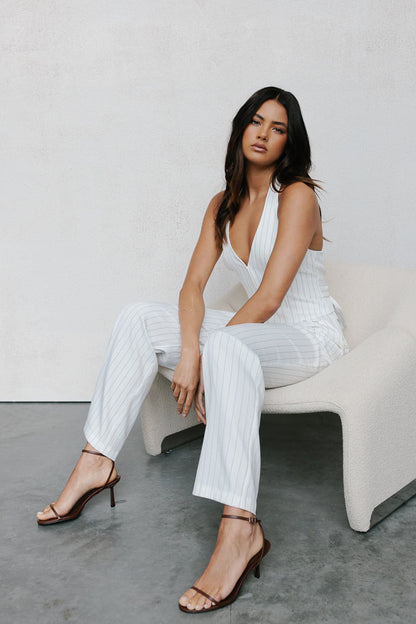 Cerlah Tailored Pants - White Pinstripe