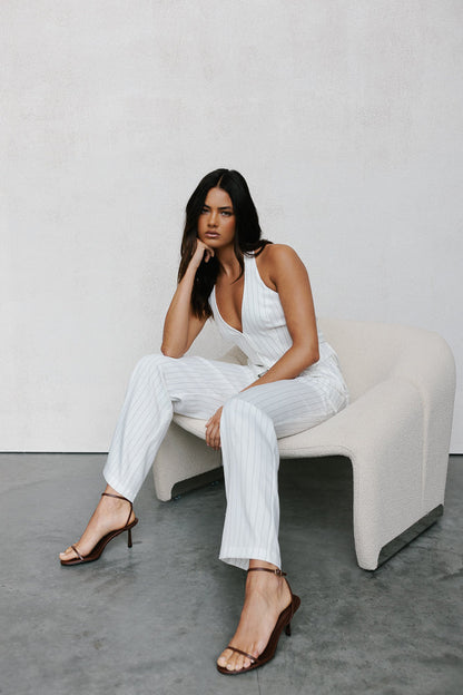 Cerlah Tailored Pants - White Pinstripe