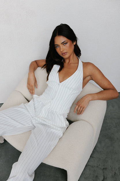 Cerlah Tailored Pants - White Pinstripe