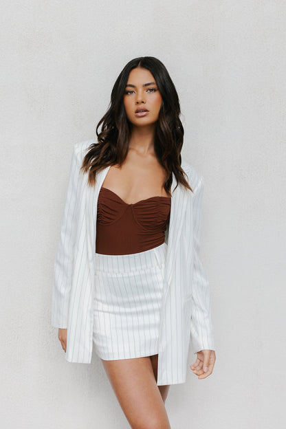 Jolie Skirt - White Pinstripe