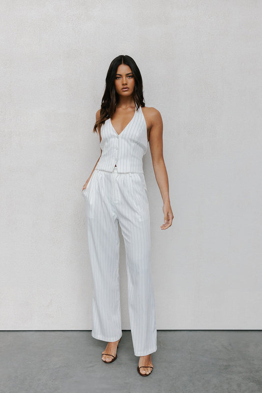 Cerlah Tailored Pants - White Pinstripe