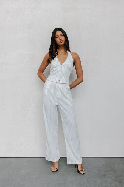 Cerlah Tailored Pants - White Pinstripe