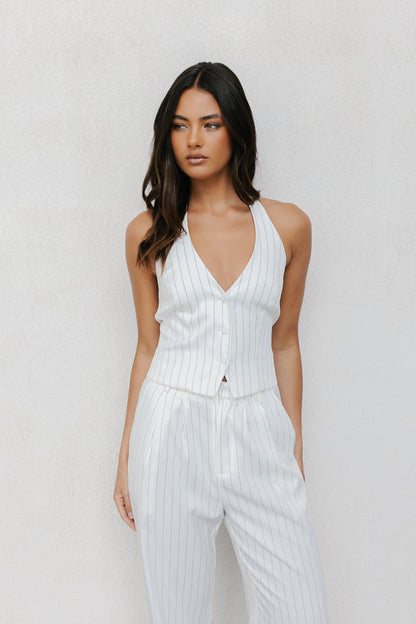 Cerlah Tailored Pants - White Pinstripe