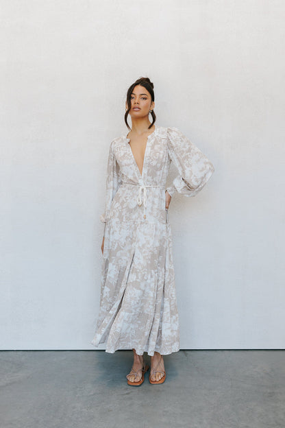 Yves Maxi Dress - Beige Floral Print