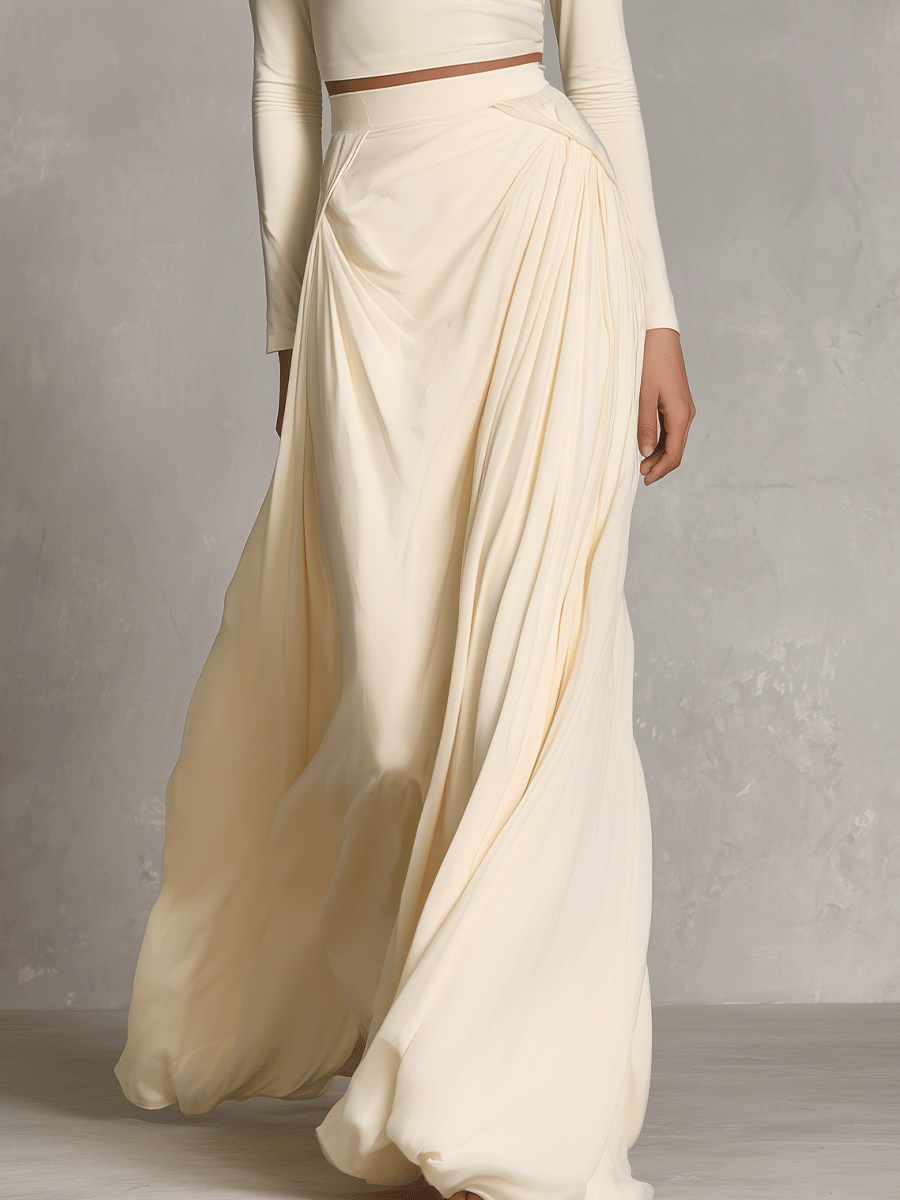 Women's Cream Chic Satin - Trimmed Cutout Two - Piece Set MDA0348I2I